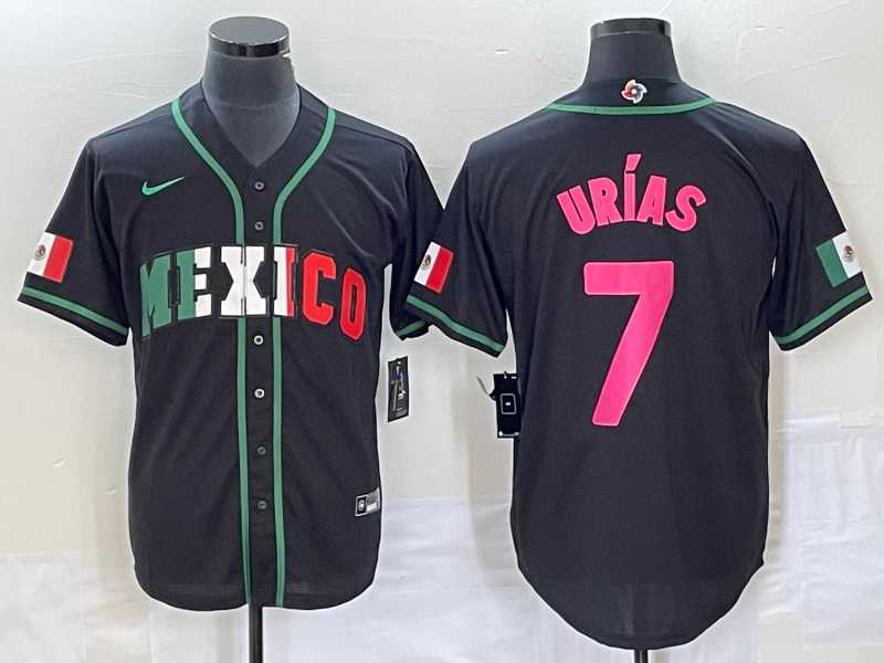 Men%27s Mexico Baseball #7 Julio Urias 2023 Black World Baseball Classic Stitched Jersey
